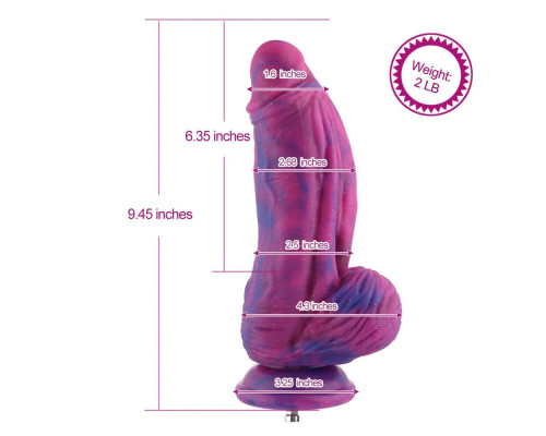 Фалоімітатор для секс-машин Hismith 9.45" Silicone Fantasy Series Dildo, система кріплення KlicLok