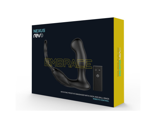 Масажер простати Nexus Revo Embrace з головкою, яка обертається та з ерекційним кільцем + змазка 250