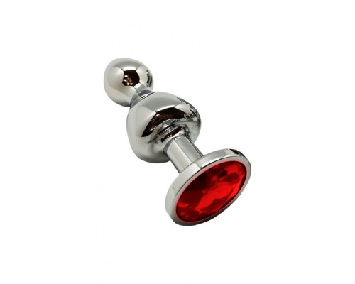 Анальна пробка Wooomy Lollypop Double Ball Metal Plug Red M
