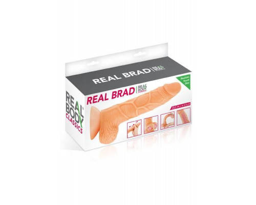 Фалоімітатор із рухомою крайньою плоттю Real Body — Real Brad, діаметр 4,5 см, TPE