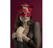 Маска кішечки Feral Feelings - Catwoman Mask, натуральна шкіра, червона
