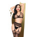 Комплект Penthouse Smoking Gun Black S/L, топ-бюстьє, колготки з імітацією пояса для панчіх з підв’я