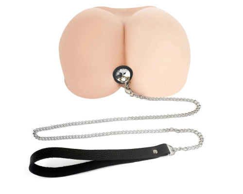 Силіконова анальна пробка Art of Sex Metal Anal Plug with Leash size M з повідцем Black