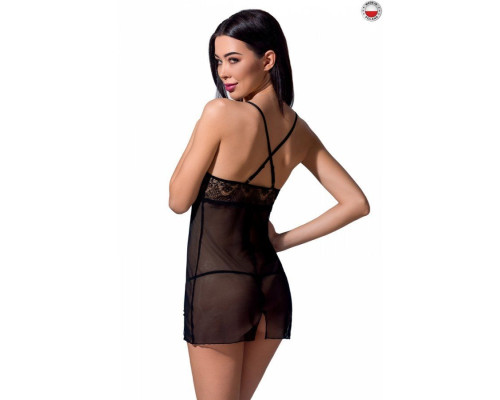 Прозора сорочка приталена QUENTRIS CHEMISE black L/XL - Passion Exclusive, трусики