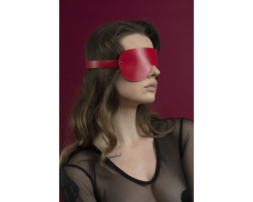 Маска на очі Feral Feelings - Blindfold Mask, натуральна шкіра, червона