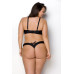 Комплект з екошкіри CELINE BIKINI 6XL/7XL — Passion: відкритий бра зі стрічками, стрінги зі шнурів