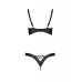 Комплект з екошкіри CELINE BIKINI 6XL/7XL — Passion: відкритий бра зі стрічками, стрінги зі шнурів