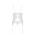 Корсет із пажами, трусики з ажурним декором та відкритим кроком Ursula Corset white L/XL — Passion