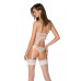 Корсет із пажами, трусики з ажурним декором та відкритим кроком Ursula Corset white L/XL — Passion