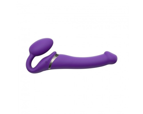 Безремневой страпон с вибрацией Strap-On-Me Vibrating Violet M диаметр 3,3см, пульт ДУ, регулируемый