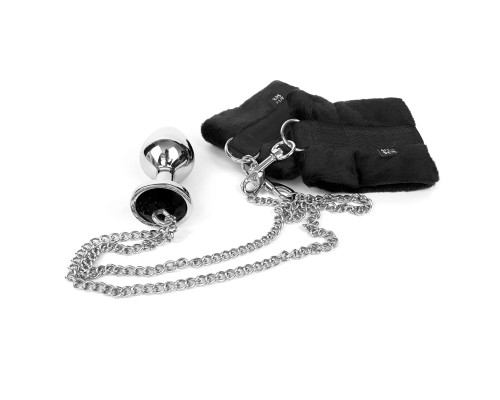Наручники з металевою анальною пробкою Art of Sex Handcuffs with Metal Anal Plug size M Black