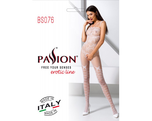 Ажурный бодистокинг с интимными вырезами Passion BS076 white