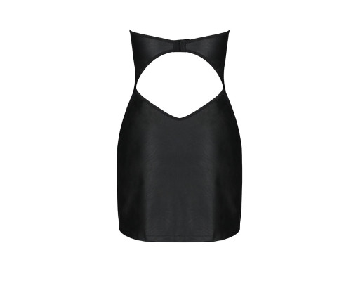 Мінісукня з екошкіри CELINE CHEMISE black S/M — Passion: шнурівка, трусики в комплекті