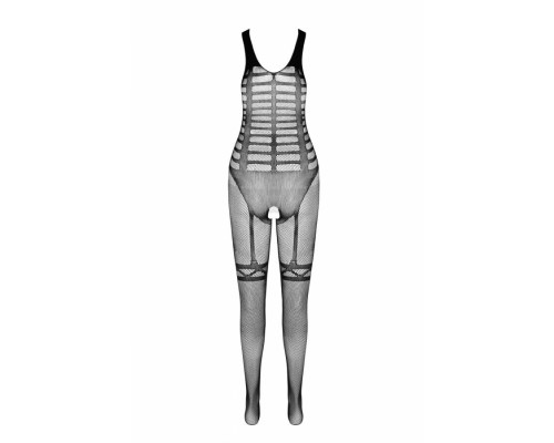 Сетчатый черный бодистокинг-боди с симметричным рисунком Casmir CA005