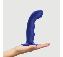 Насадка для страпона з подвійною точковою пульсацією Strap-On-Me TAPPING DILDO WAVE - NIGHT BLUE