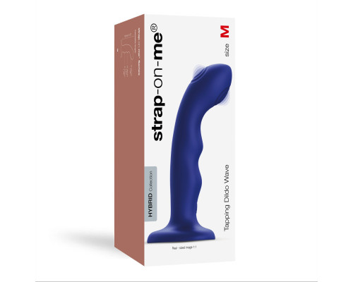 Насадка для страпона з подвійною точковою пульсацією Strap-On-Me TAPPING DILDO WAVE - NIGHT BLUE