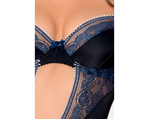 Корсет с пажами GISELE CORSET black L/XL - Passion Exclusive, трусики