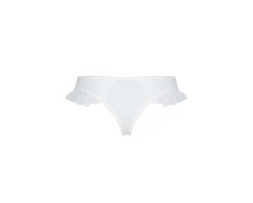 Трусики в горошок, з рюшами та шнурівкою Fatin Thong white L/XL - Passion