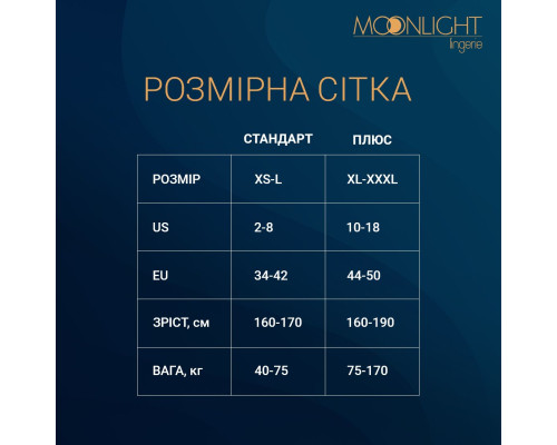 Бодістокінг Moonlight Model 02 Black, імітація корсета та панчохи на ажурній резинці