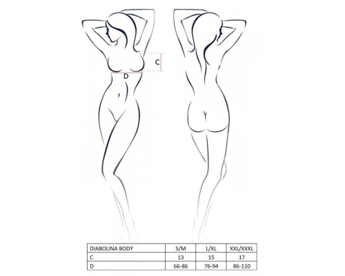 Боді монокіні з відкритими грудьми DIABOLINA BODY black L/XL - Passion
