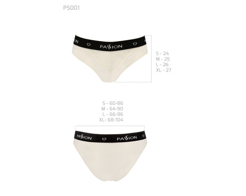 Трусики з широкою гумкою і мереживом Passion PS001 PANTIES ecru, size L