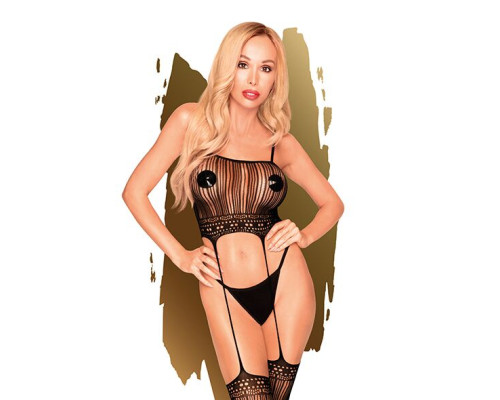 Бодистокинг с топом и чулками на подвязках Penthouse - Sex Dealer Black XL