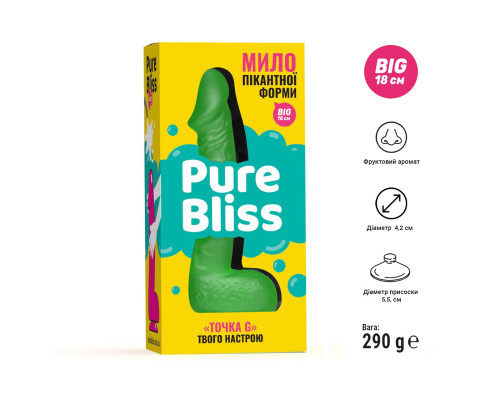 Крафтове мило-член із присоскою Pure Bliss BIG Green, натуральне
