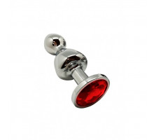 Анальна пробка Wooomy Lollypop Double Ball Metal Plug Red S