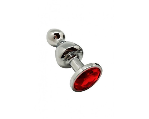 Анальна пробка Wooomy Lollypop Double Ball Metal Plug Red S