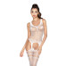Бодистокинг Passion BS038 white, комбинезон, имитация чулок и пояса