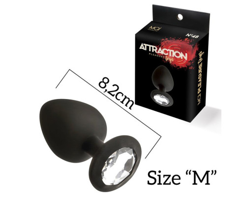 Анальна пробка з кристалом MAI Attraction Toys №48 Black, довжина 8,2см, діаметр 3,5 см