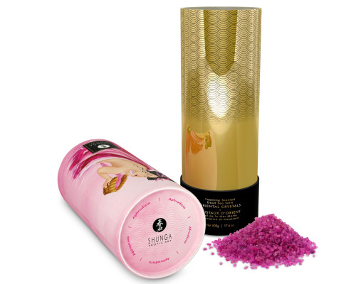 Пінлива сіль для ванни Shunga Dead Sea salt Oriental Crystals — Rose Petal (500 г), сіль Мертвого моря