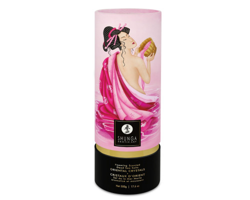 Пінлива сіль для ванни Shunga Dead Sea salt Oriental Crystals — Rose Petal (500 г), сіль Мертвого моря