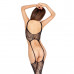 Бодистокинг Passion BS016 black, комбинезон, имитация топа и чулок