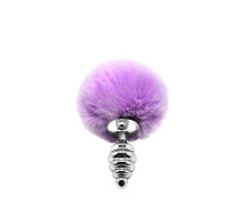 Металлическая анальная пробка Кроличий хвостик Alive Fluffly Twist Plug S Purple