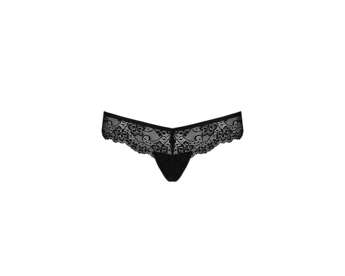 Мереживні трусики-танга з атласним бантиком Naja Thong black L/XL - Passion