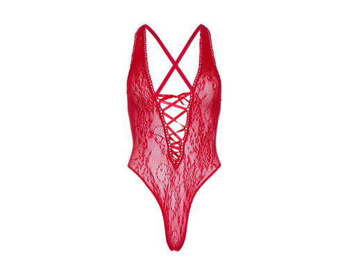Leg Avenue Floral lace thong teddy OS Red