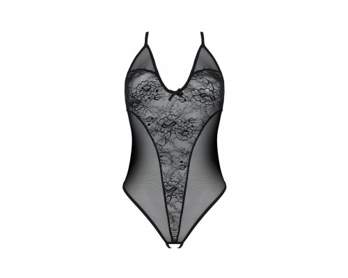 Боді з ажурним декором та відкритим кроком Ursula Body black L/XL — Passion