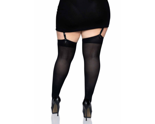 Leg Avenue Nylon Thigh Highs + PLUS SI Black