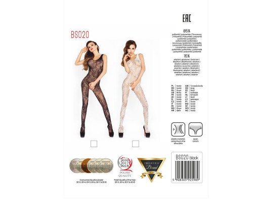 Бодистокинг Passion BS020 white, комбинезон, фантазийный узор