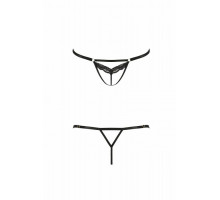 Відверті трусики-стрепи з мереживом SOLON THONG black S/M - Passion Exclusive