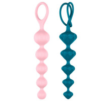 Набор анальных бус Satisfyer Beads Colored, силикон , макс. диаметр 3,3см и 3,5см