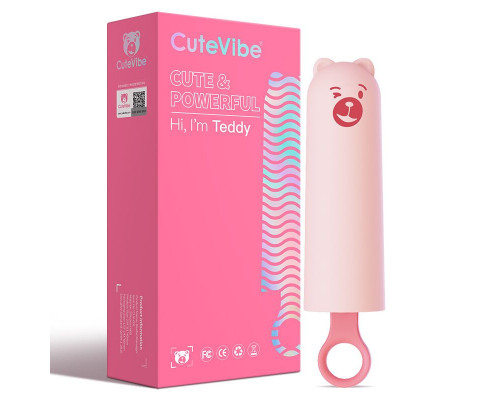 Вібратор CuteVibe Teddy Pink (Black Dildo), реалістичний вібратор під виглядом морозива