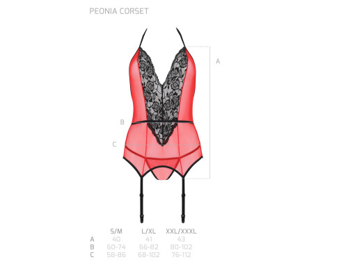 PEONIA CORSET red XXL/XXXL Passion
