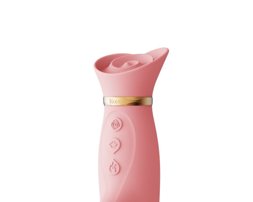 Вібратор-кролик з підігрівом і вакуумною стимуляцією ZALO ROSE RABBIT Strawberry Pink