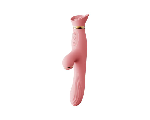 Вібратор-кролик з підігрівом і вакуумною стимуляцією ZALO ROSE RABBIT Strawberry Pink