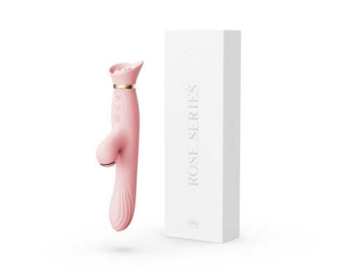 Вібратор-кролик з підігрівом і вакуумною стимуляцією ZALO ROSE RABBIT Strawberry Pink
