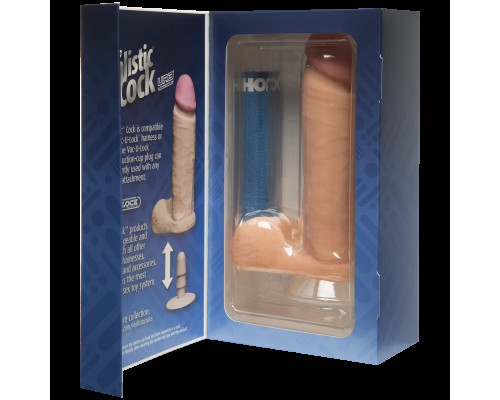 Фалоімітатор Doc Johnson The Realistic Cock 8 inch White - ULTRASKYN, Vack-U-Lock, діаметр 5,1 см