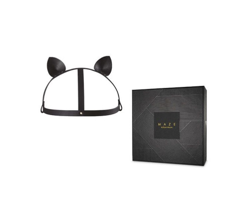 Маска кішечки Bijoux Indiscrets MAZE - Cat Ears Headpiece Black, екошкіра