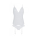 Корсет із пажами, трусики з ажурним декором та відкритим кроком Ursula Corset white S/M — Passion